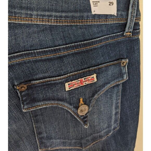 Hudson Jeans Cat Mid Rise Skinny Step Fringe Hem Back Flap Pockets Size 29 - Picture 9 of 12
